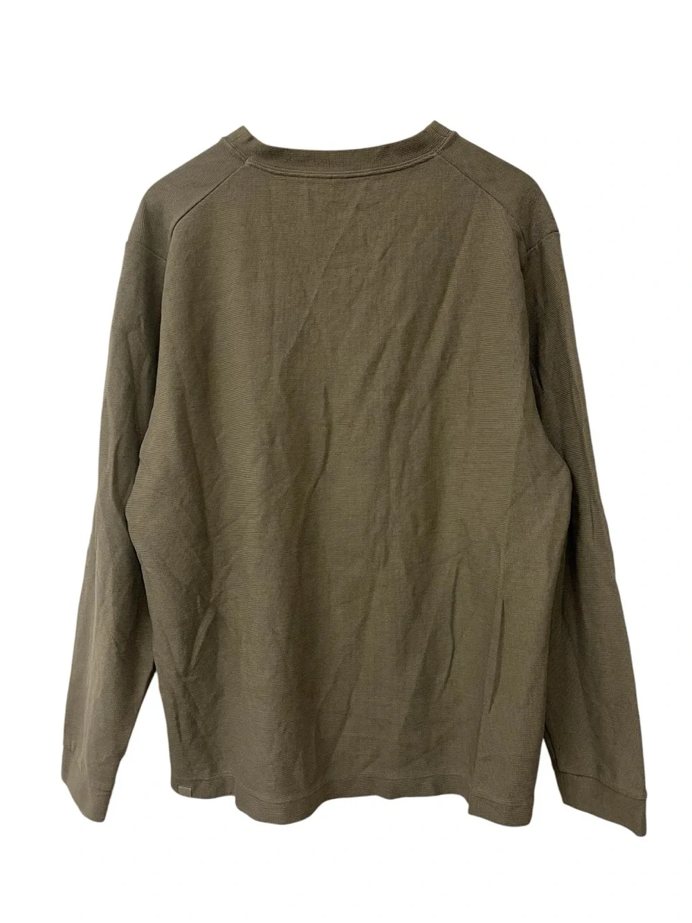 Lululemon Mens Slub Cotton Jersey Long Sleeve Henley Army Green Brown L M